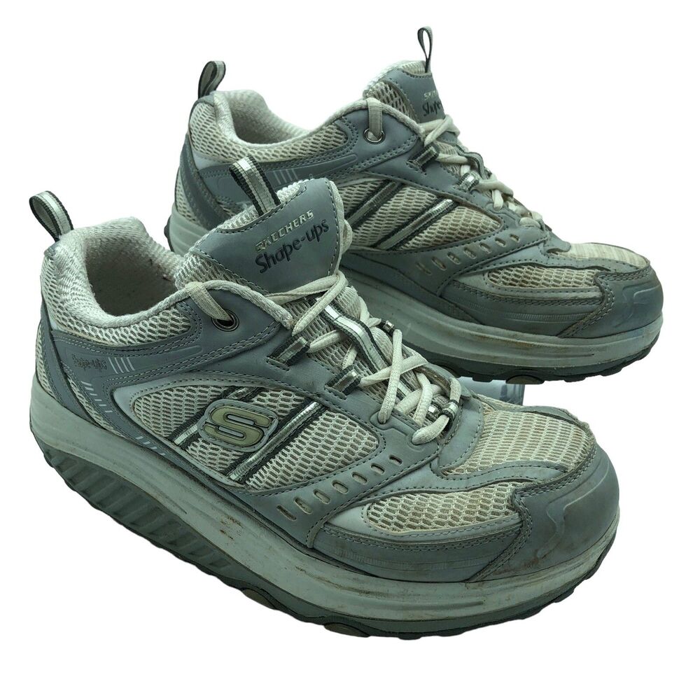Skechers Shape Ups Sneakers Women 11814 White Grey Blue Size 9 US